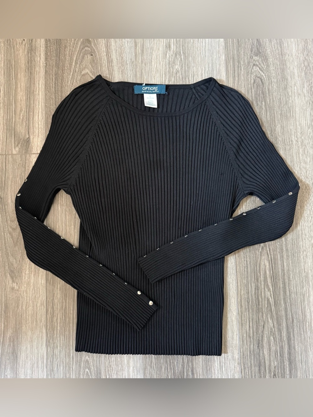 Options Garfield & Marks Ribbed Knit Shirt in Black Size Large